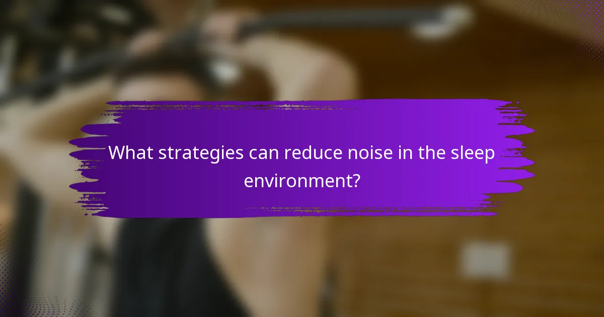 What strategies can reduce noise in the sleep environment?